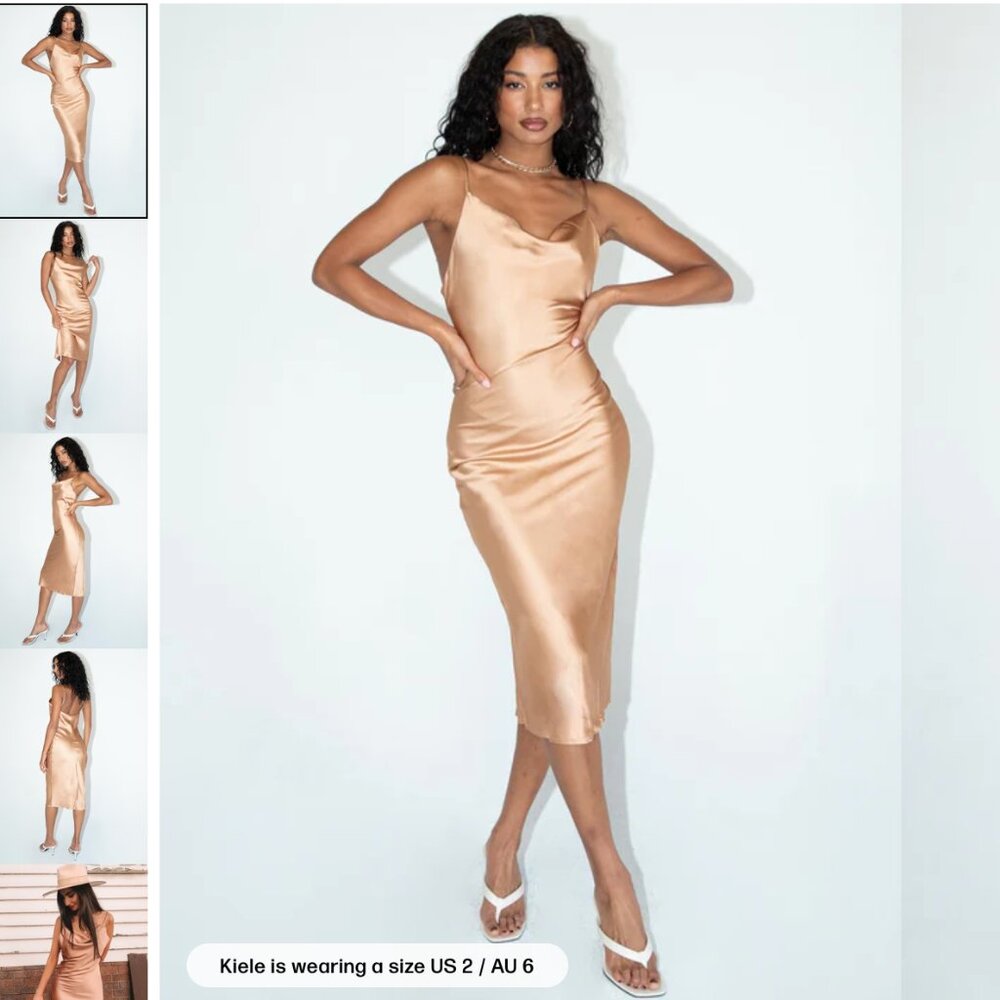 Princess Polly Betta Vanore Midi Dress - Champagne